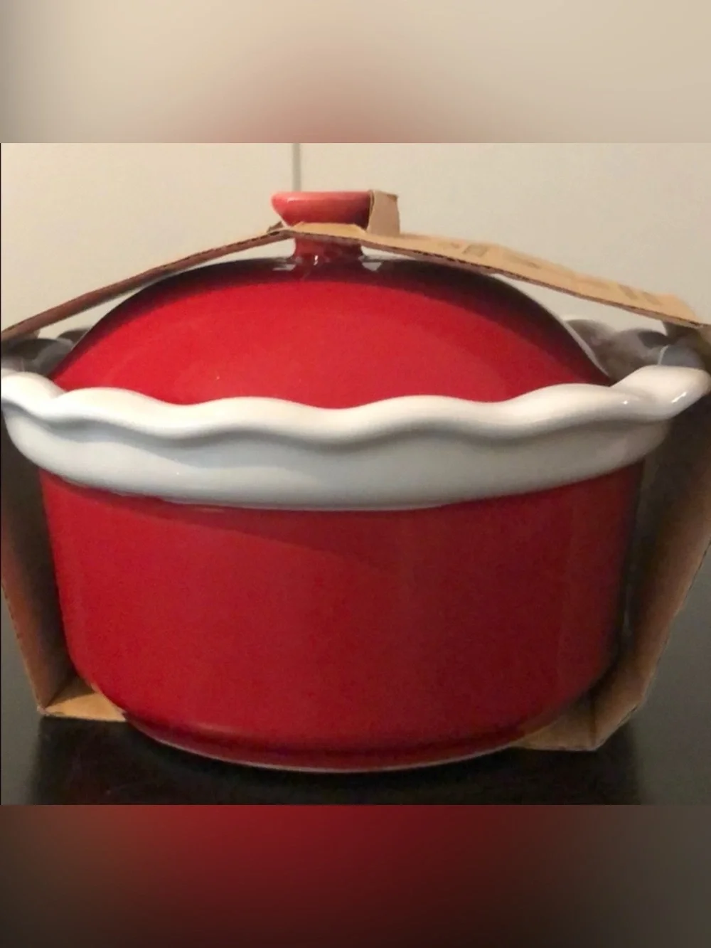 Red Ceramic Covered Baker, . La Cucina covered casserole dish baking, 6.25”